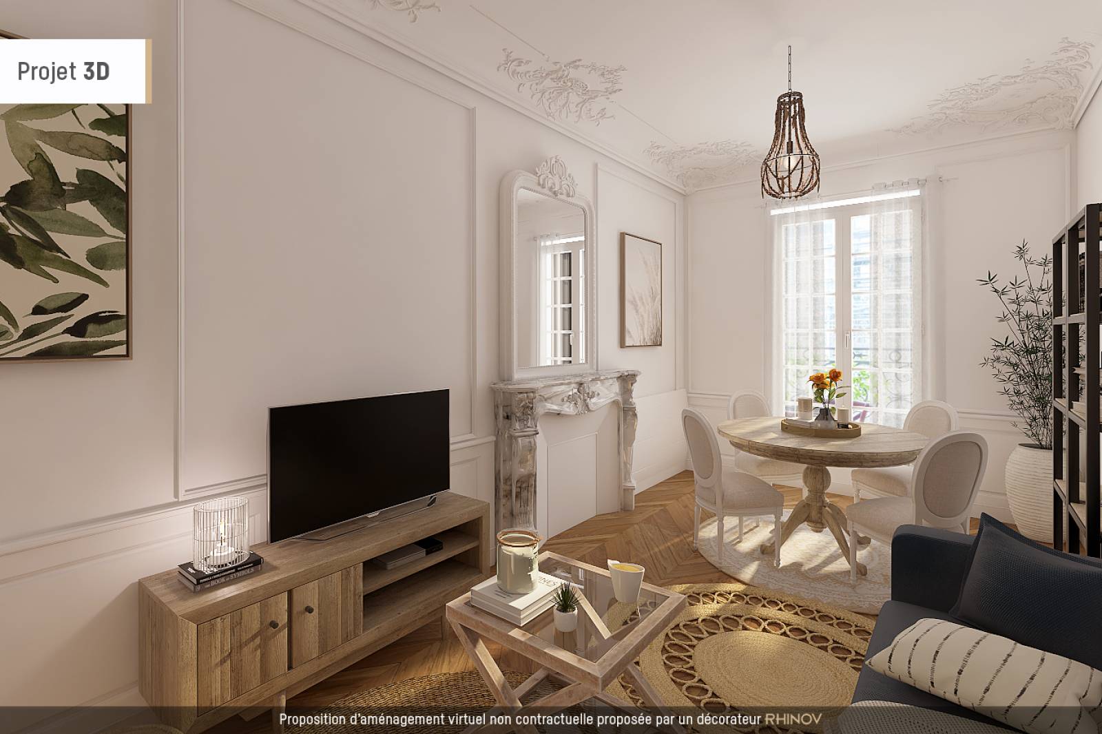 A VENDRE - appartement 3 pièces - home staging virtuel - 3ème étage avec ascenseur