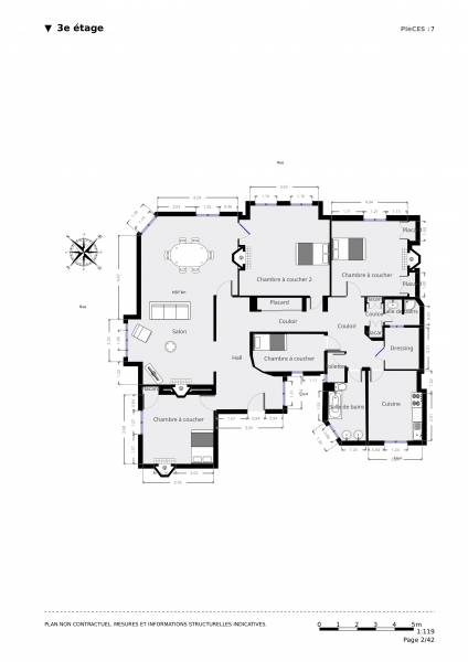 Plan - appartement familial - 3 chambres - à vendre - rue de Fleurus - Paris 6