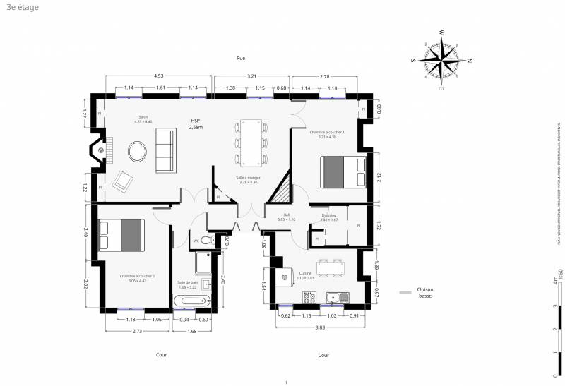 PLAN 2D - appartement familial avec 2 chambres - proche du Jardin du Luxembourg