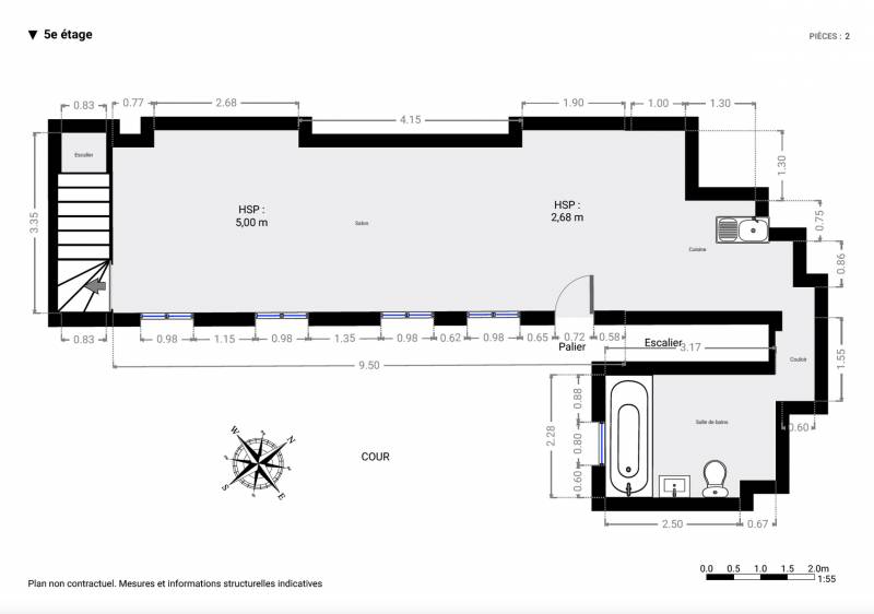 Appartement 2 pièces au 5ème et 6ème étage avec ascenseur - Paris 7ème : rue de Bellechasse | métro Solférino  