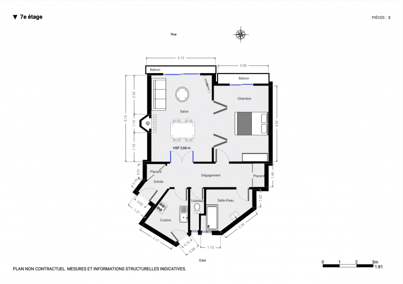 Appartement 2 pièces à rénover situé au 7ème étage avec ascenseur et balcons - Paris 6ème : Boulevard du Montparnasse | métro Duroc  