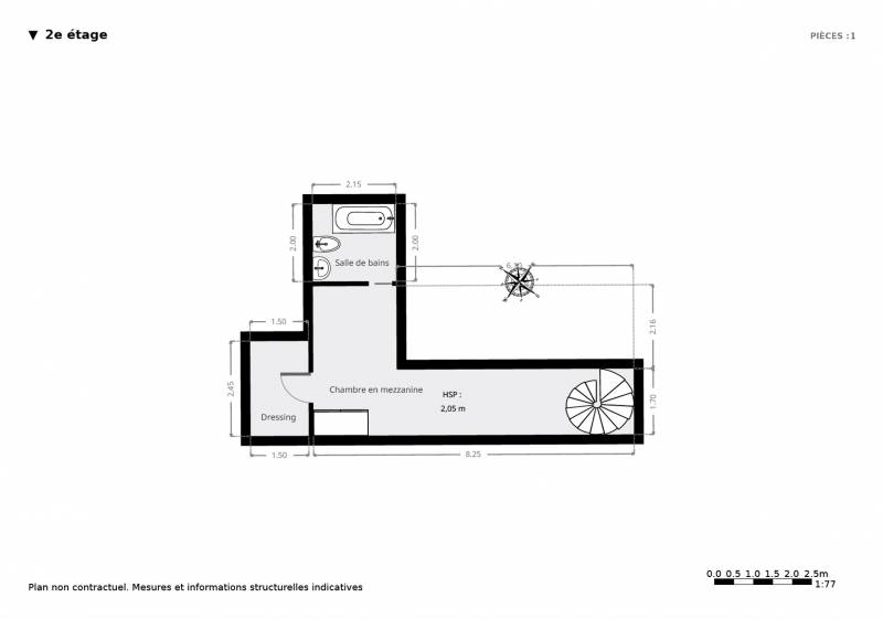 Plan mezzanine - 2ème niveau / rue Notre Dame des Champs / 75006 Paris