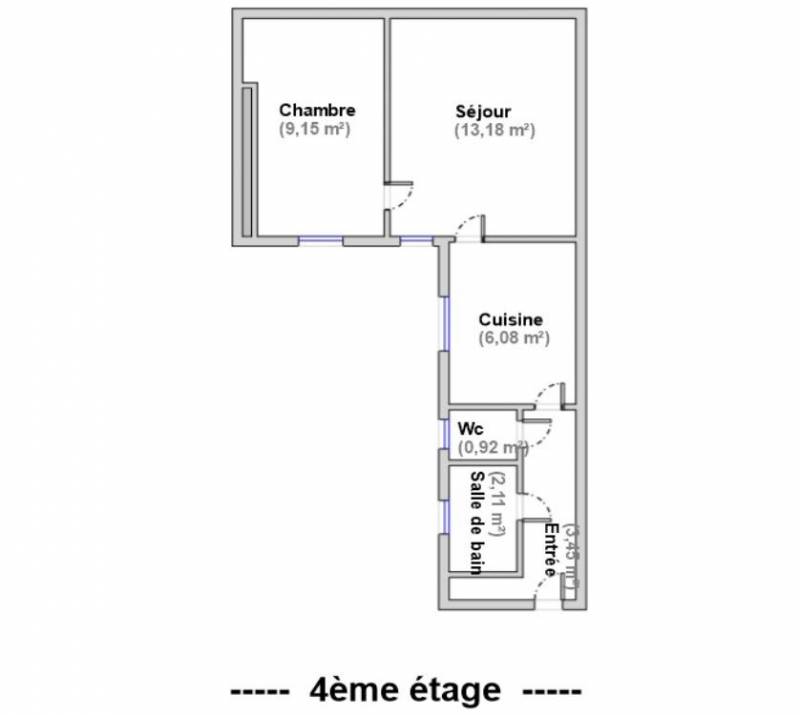 Appartement 2 pièces de 35m² situé au 4ème étage par escalier - Paris 6ème : rue Gozlin | quartier Saint-Germain-des-Prés  