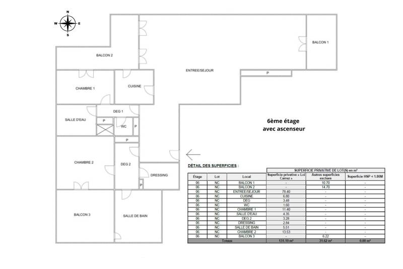 Appartement 3/4 pièces de 142 m² situé au 6ème étage avec ascenseur - terrasse et balcons - vue dégagée - Paris 6ème : rue Stanislas - Notre-Dame des Champs  