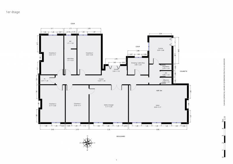 Plan 2D - 116 Boulevard Raspail, 75006 Paris - appartement familial de standing - Century 21 Assas Raspail Paris 6ème