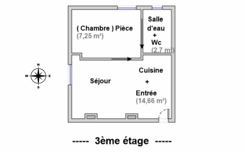 Appartement 2 pièces de 25m² situé au 3ème étage par escalier - Paris 6ème : rue des Canettes | quartier Odéon  