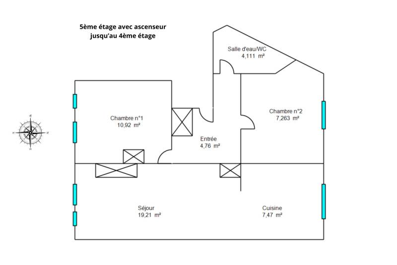 Appartement 3 pièces avec 2 chambres au dernier étage avec vue dégagée sur le Jardin du Luxembourg - Paris 6ème : rue de Vaugirard  