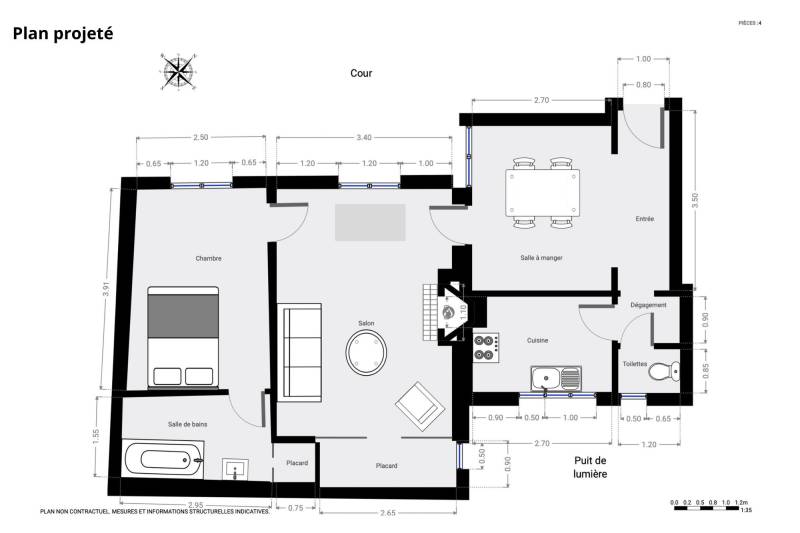 Appartement 3 pièces de 54 m² situé au 5ème étage avec ascenseur - Paris 6ème : rue Notre-Dame des Champs - métro Saint-Placide  