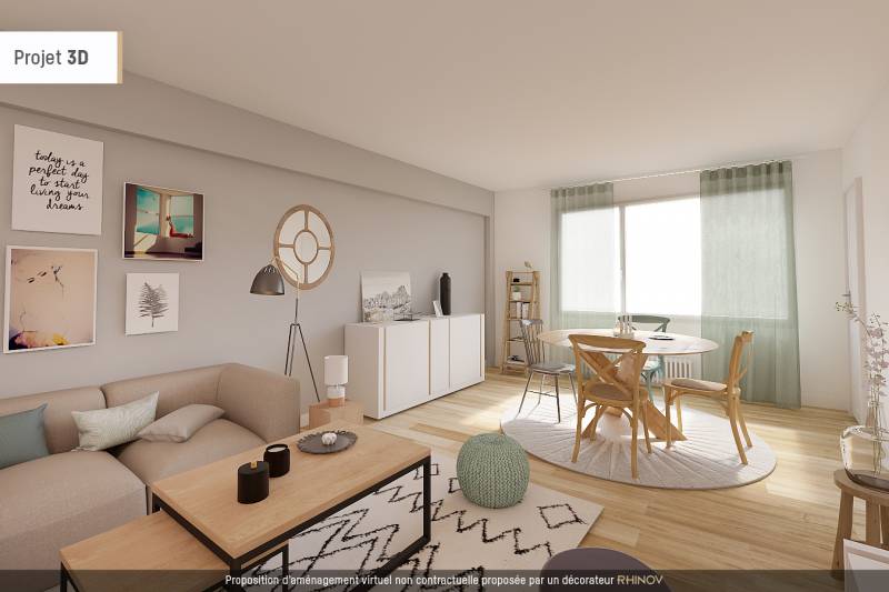 AVANT / APRES - séjour après aménagement home staging en visuel 3D