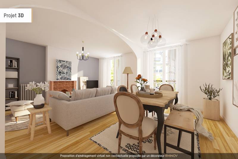 Proposition de décoration 3D - appartement familial à vendre - Paris 6ème